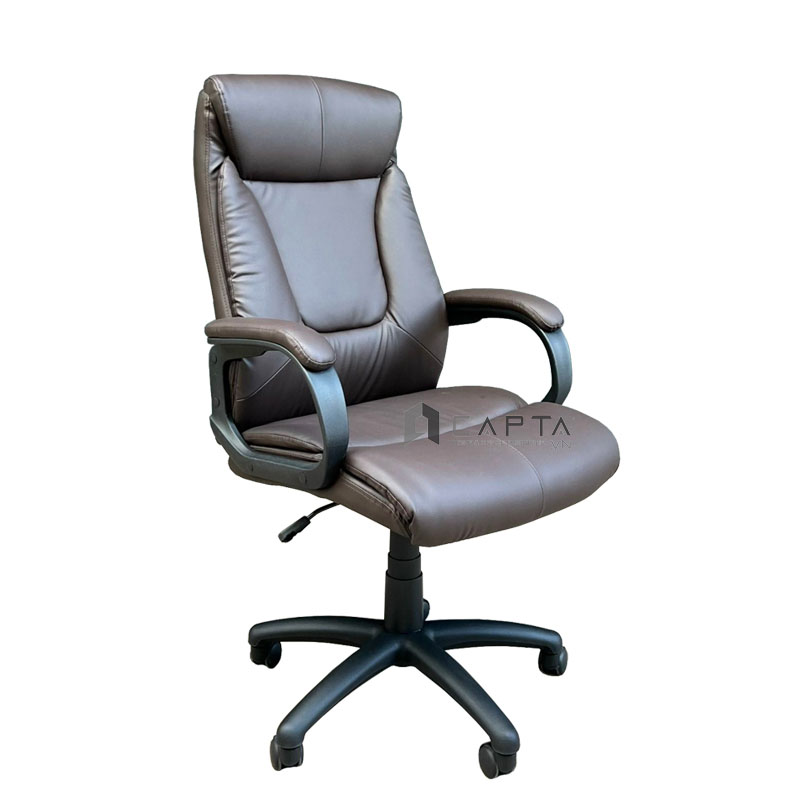 Ghế trưởng phòng bọc da PVC CM4495-P Nội thất Capta Ghế làm việc lưng cao nệm dày chân xoay nhựa màu đen hiện đại