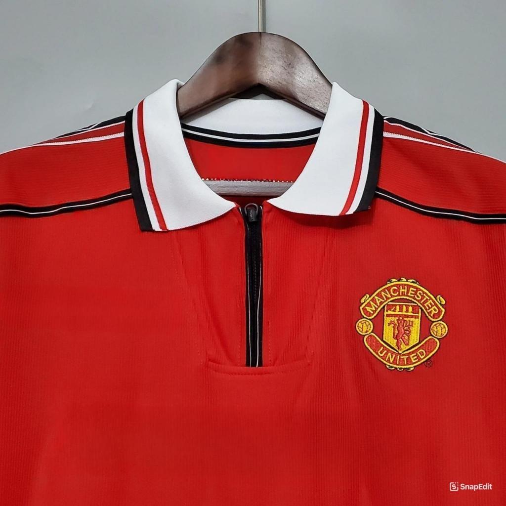 Áo Bóng Đá Retro Manchester United 1998 Tay Dài - Sân Nhà bản cao cấp vải Cotton Polyester