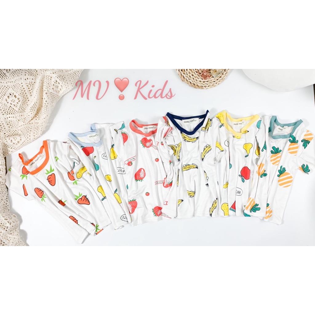 Bộ Cộc Tay Cho Bé Trai, Bé Gái Minky Mom Vải Thun Lạnh Hoa Quả Cổ Viền, Đồ Bộ Cho Bé Mặc Nhà size Đại