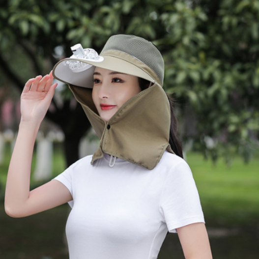 Mũ khẩu trang chống nắng gắn quạt thời trang, nón chống nắng tạo kiểu cao cấp