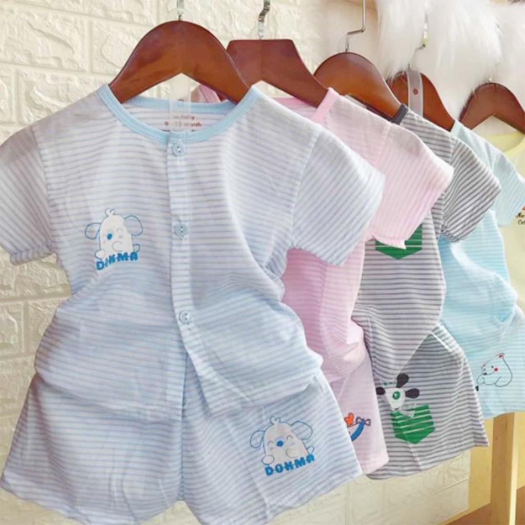 Bộ cộc tay cho bé trai bé gái sơ sinh vải Cotton Kẻ đẹp quần áo trẻ em hàng xịn từ 3-14kg – BCT07