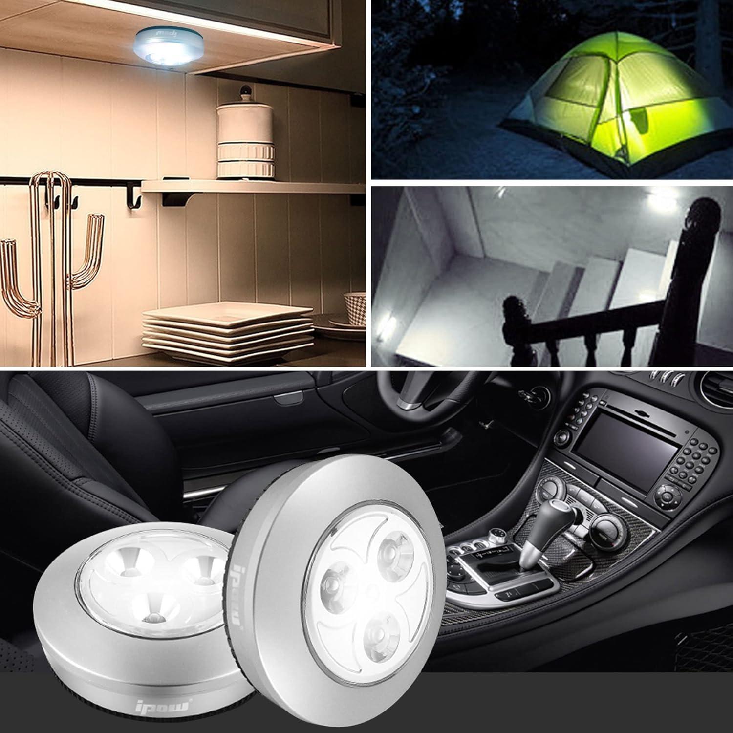 Bộ 4 Đèn Dưới Tủ, Đèn LED Điểm Không Dây Chạy Bằng Pin, Đèn Lạnh Tự Dính, Đèn Cho Tủ/Phòng Thay Đồ/Kệ Trưng Bày/Tủ Quần Áo/Hầm/Tủ Quần Áo/Nhà Bếp/Lối Vào