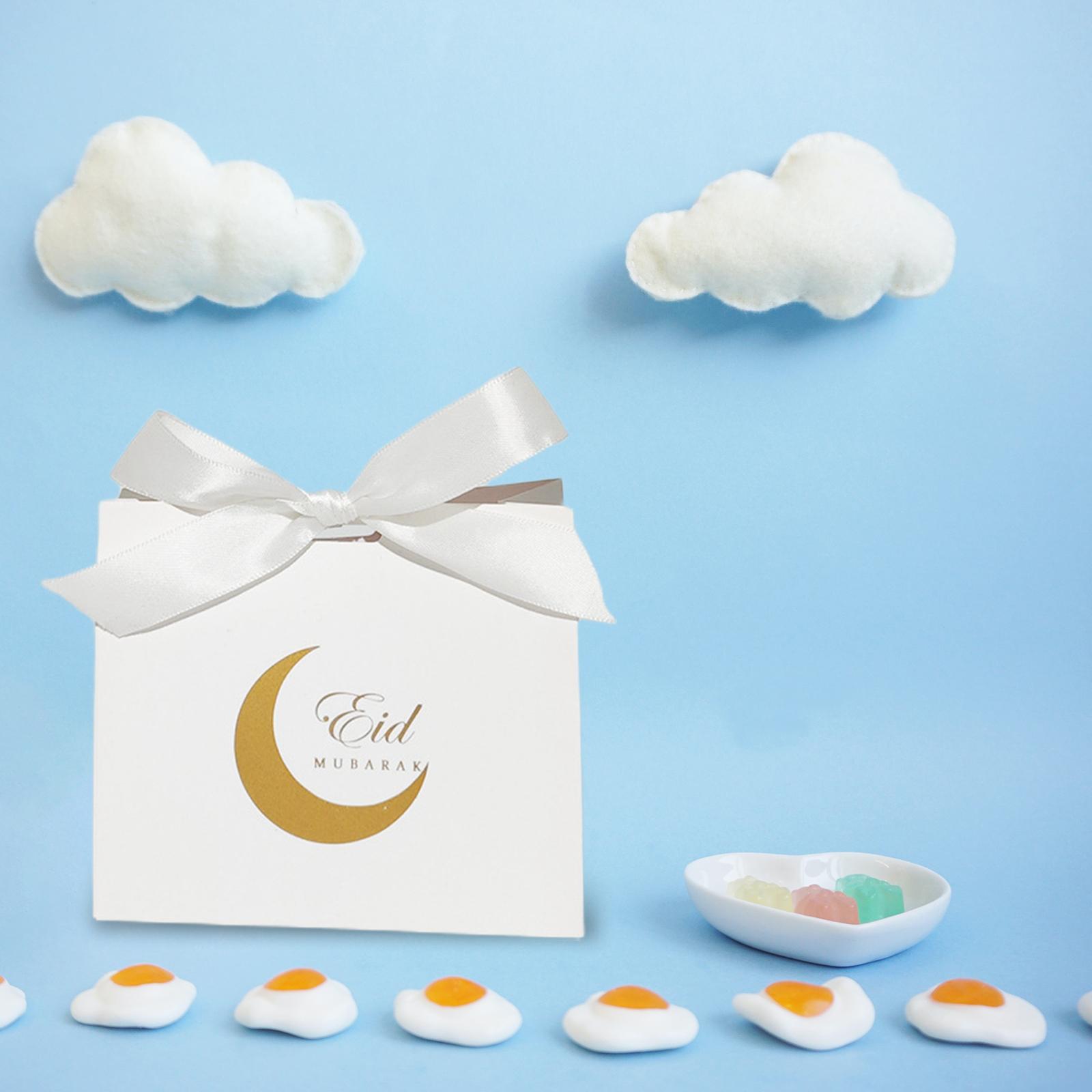 50 Pieces Favor Boxes Gift Bags Moon Pattern for Baby Shower Decorations White