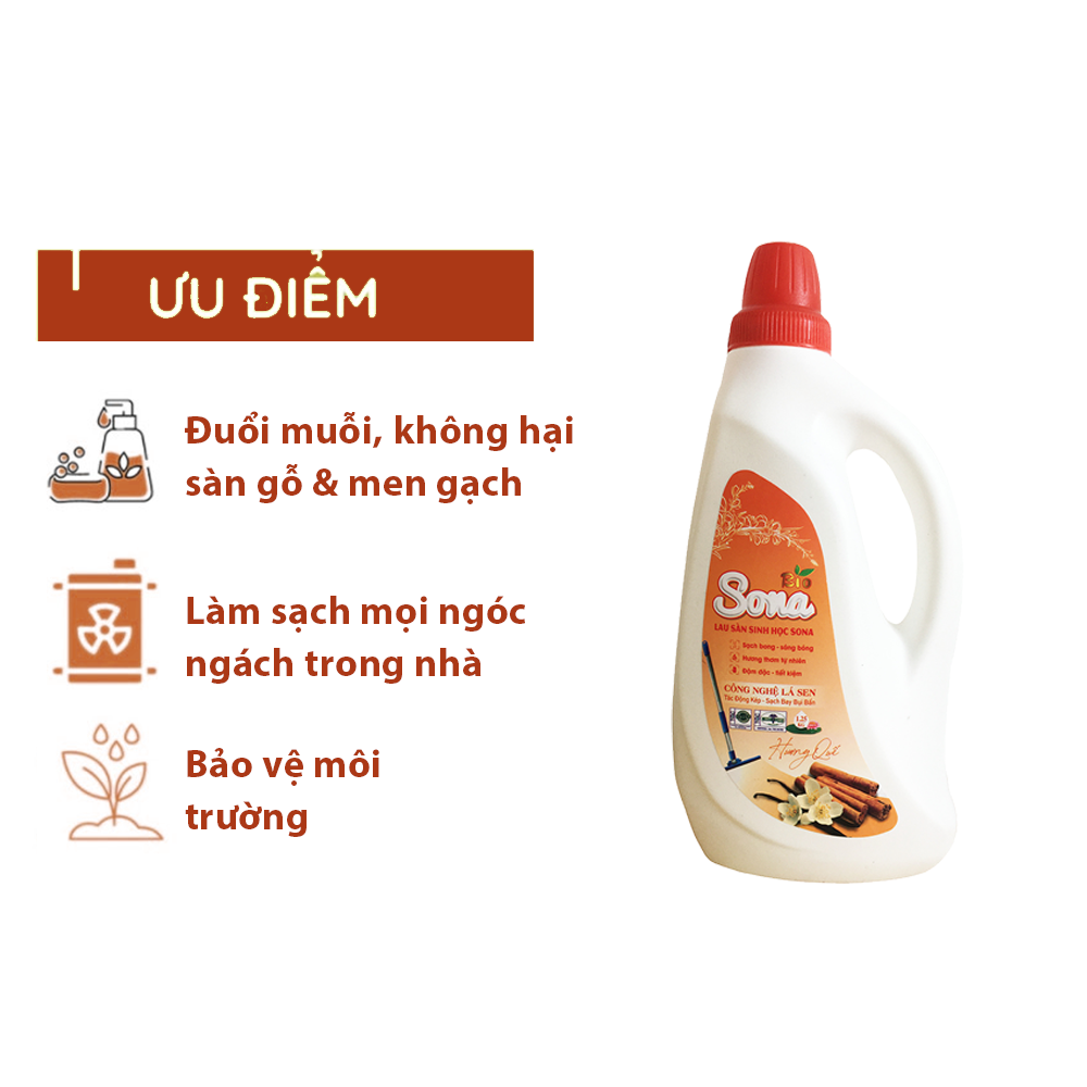 Nước lau nhà hương Chanh Sả &amp; Quế 1.25kg hữu cơ lau sàn sạch bong ngát hương thơm nước lau sàn