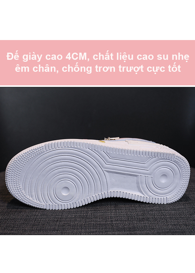 Giày Thể Thao Style Sneaker Nữ Tặng Kèm Bộ Icon Cute Đế Cao 4CM Da PU - MSP 3227