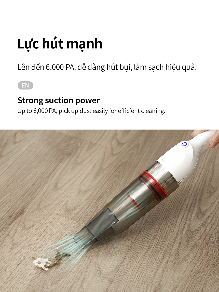 Máy hút bụi cầm tay mini Locknlock ENV136WHT Mini vacuum cleaner - 14V, 500mA, 75W - Dung tích 0.5L- Hàng chính hãng