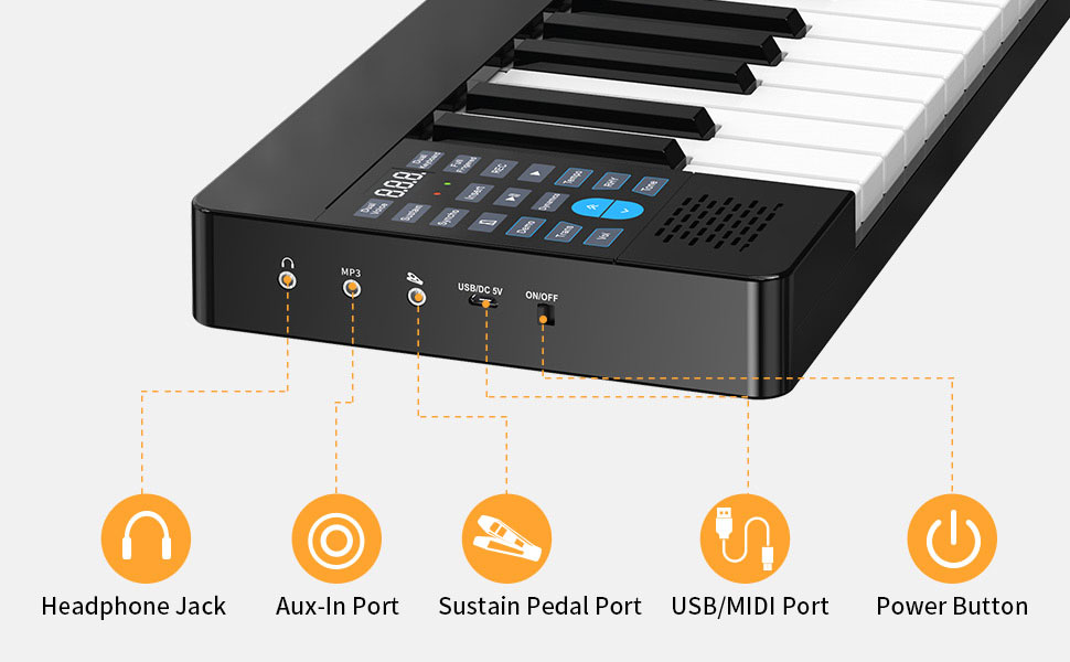 Đàn Piano Điện Konix PJ61Z - 61 Phím cảm ứng lực Midi Keyboard Controllers PJ61 Hàng Chính Hãng - Kèm Móng Gẩy DreamMaker