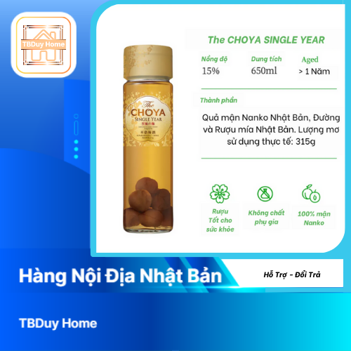 Rượu mơ Choya The Single Year 650ml Nhật Bản