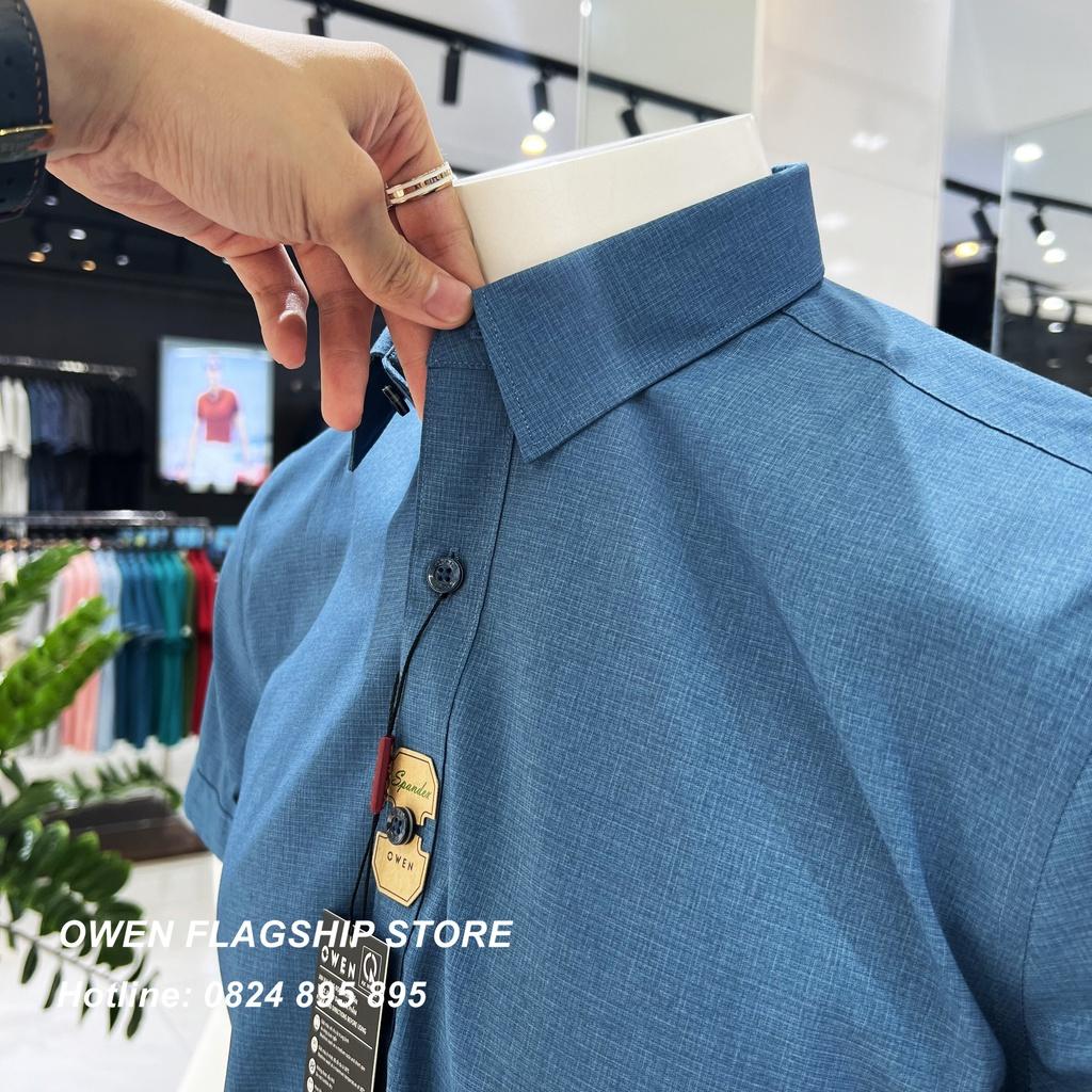 Áo Sơ mi Owen nam ngắn tay dáng Slimfit sợi Bamboo cao cấp mềm mịn mát AS230187N