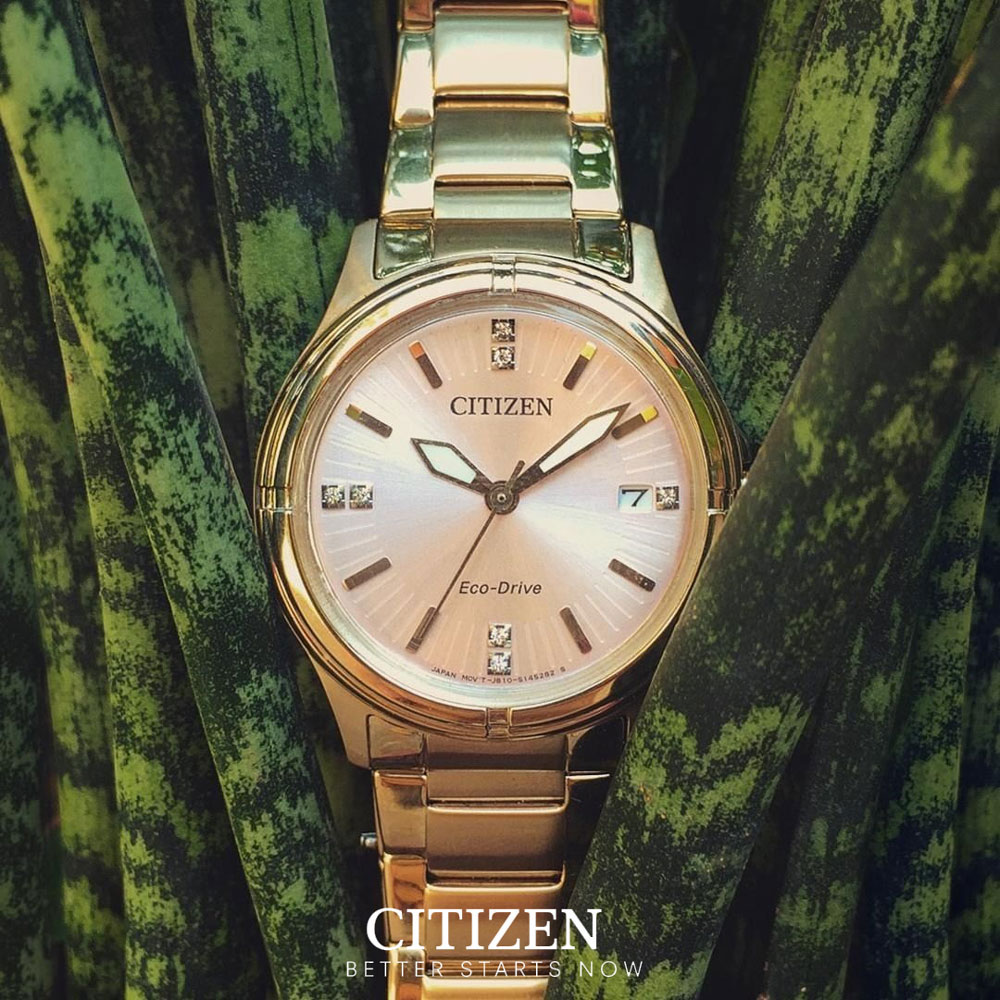 Đồng Hồ Nữ Citizen Đính Đá Swarovski Dây Thép Không Gỉ FE6053-57W - Mặt Hồng