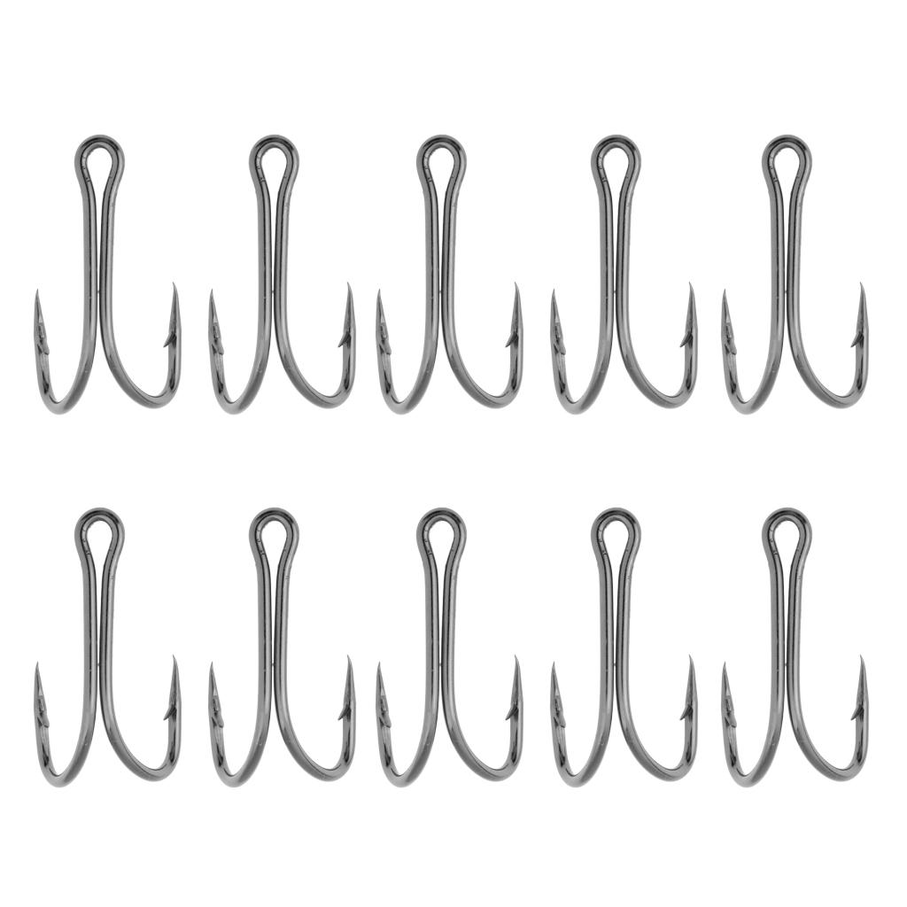 10pcs High Carbon Steel Frog Toad   Hook Fishing Double Hook 28#