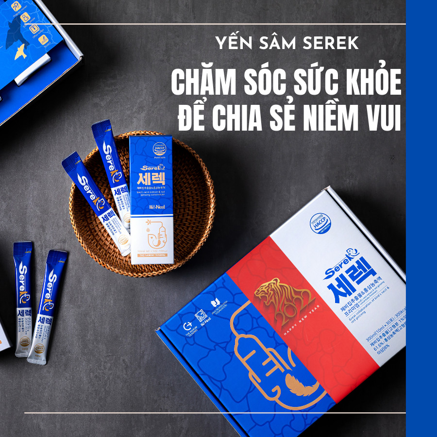 YẾN SÀO VÀ HỒNG SÂM SEREK_SẢN PHẨM YẾN SÀO DUY NHẤT TỪ HÀN QUỐC_CẢI THIỆN HỆ MIỄN DỊCH CHO NGƯỜI GIÀ, PHỤ NỮ CÓ THAI; HỖ TRỢ DINH DƯỠNG CHO NGƯỜI SAU PHẪU THUẬT; CẢI THIỆN TRÍ NHỚ, TĂNG CƯỜNG SỰ TẬP TRUNG; TÁI TẠO LÀN DA TRẺ ĐẸP