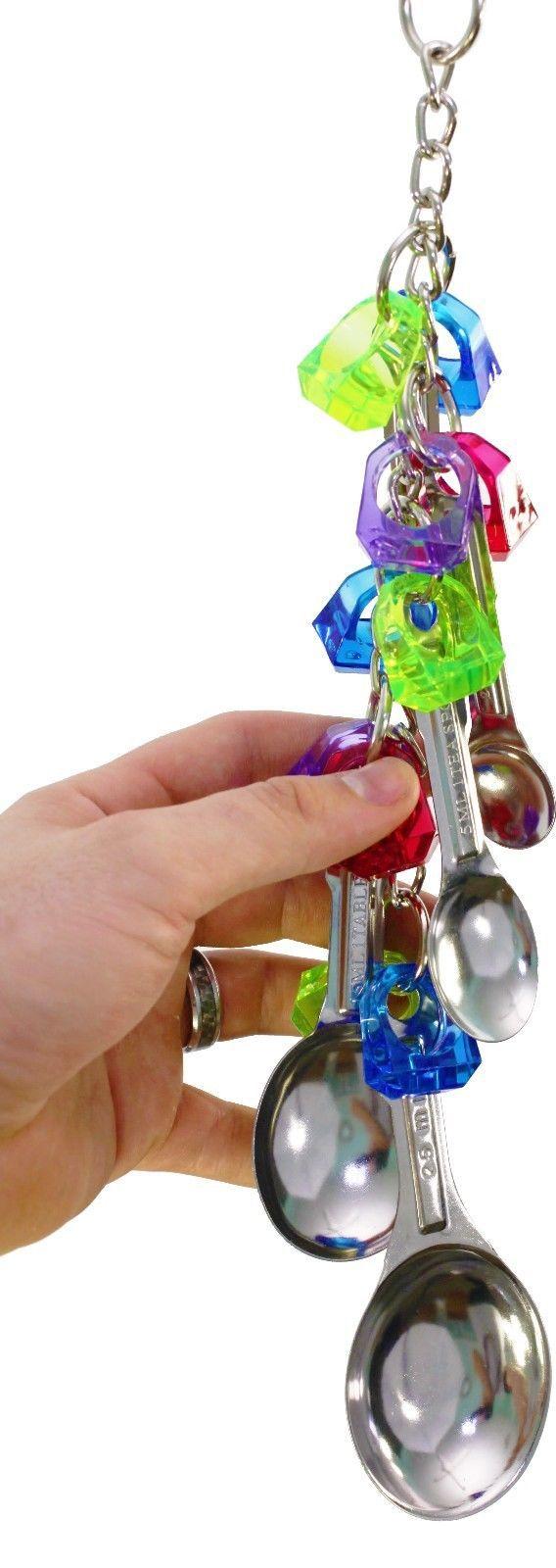 Vẹt với thìa kim loại đầy màu sắc treo g đồ chơi lovebird cho heilwiy vẹt