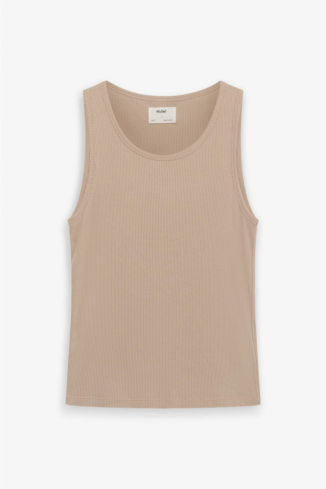 Áo Thun ba lỗ ROUTINE Tanktop Nam Sát Nách Kẻ Sọc Gân Trơn Form Slim màu Be - 10S23TTO001 | LASTORE MENSWEAR