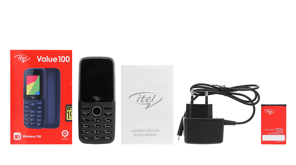 Điện thoại itel Value100 - Màn hình 1.77'', 256.000 màu, 2 sim, Danh bạ 1000 số - Hàng chính hãng