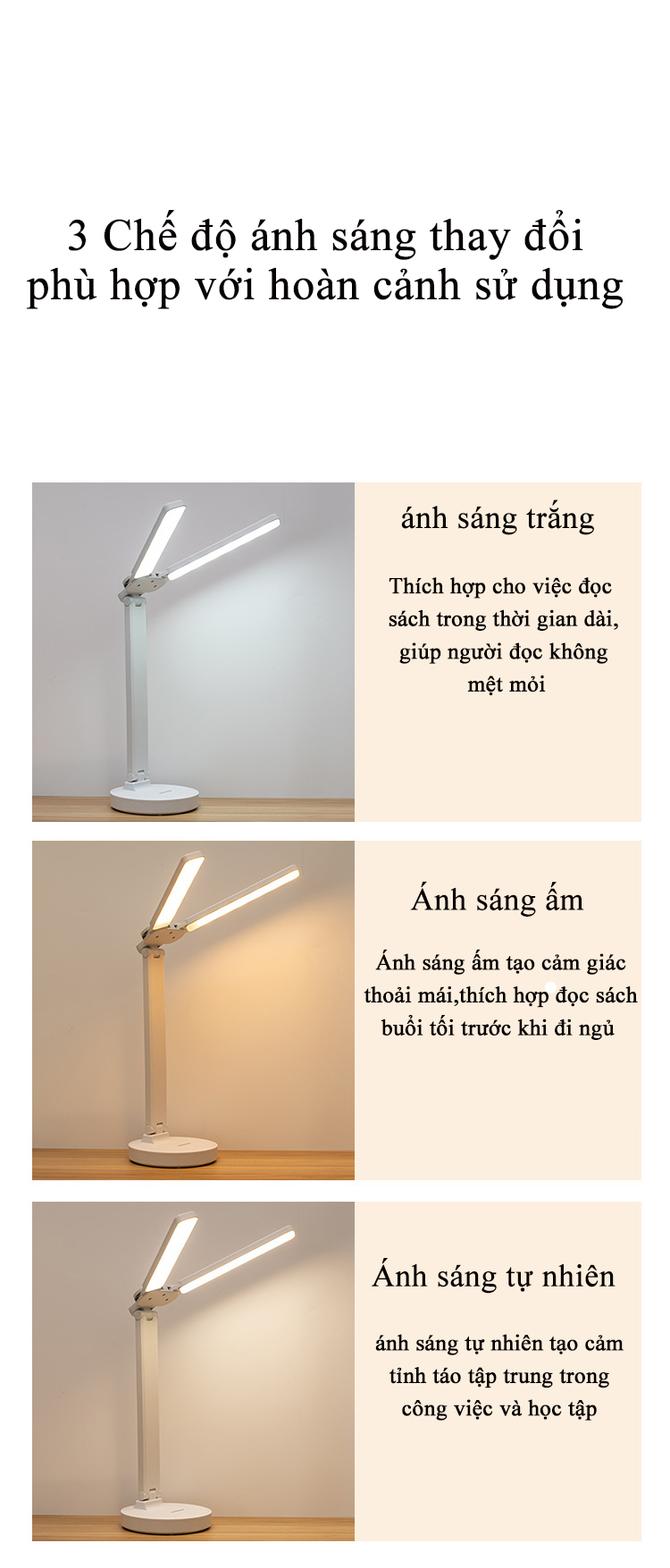 Đèn LED Để Bàn Học, Bàn Làm Việc, Thiết Kế Sáng Tạo Với 2 Thanh Led Rời, Chống Cận Thị, Phù Hợp Học Sinh, Sinh Viên, Văn Phòng, Cảm Ứng Tích Điện Pin - Hàng Chính Hãng KUNBE