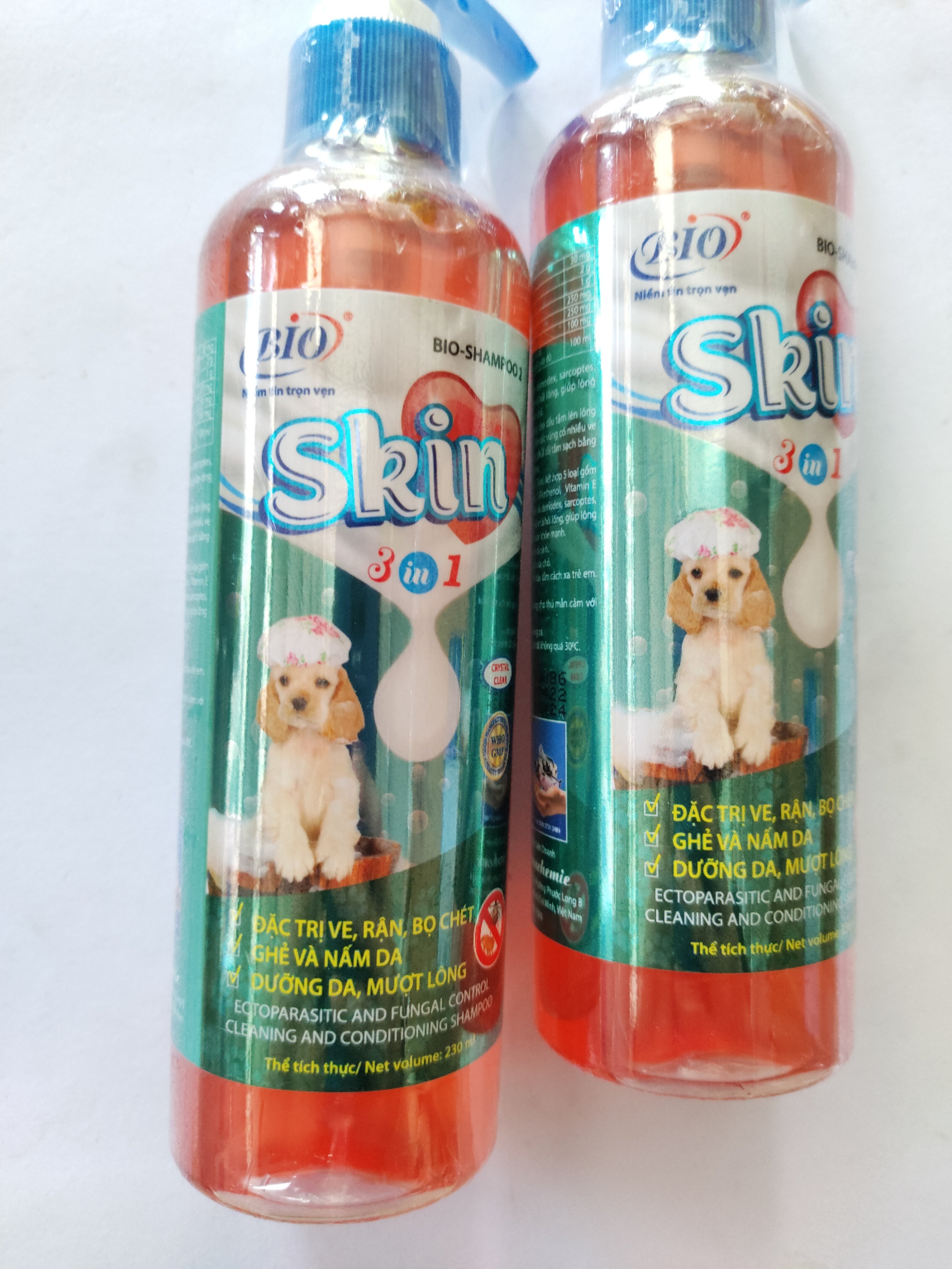 BIO SKIN 230ml Dầu tắm đặc trị ve, rận, bọ chét, ghẻ, nấm da DÀNH CHO CÚN