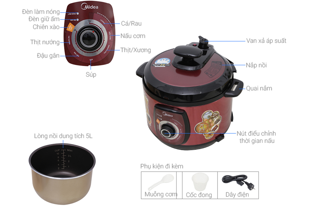 Nồi Áp Suất Midea MY-CH501A (5L) - Hàng chính hãng