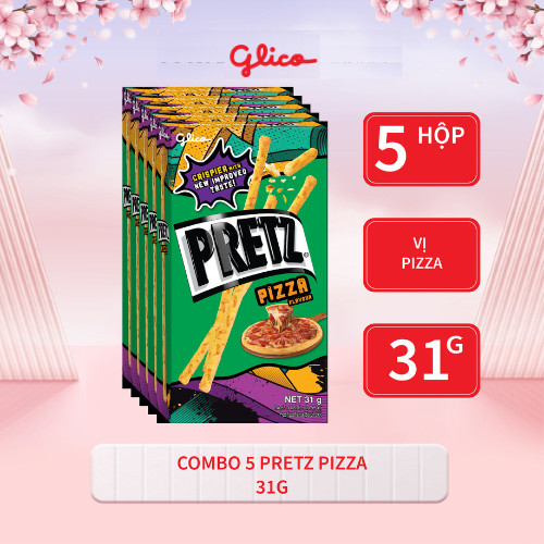 Bánh que nướng giòn vị pizza GLICO Pretz Pizza Flavour 31g (Combo 5 hộp)