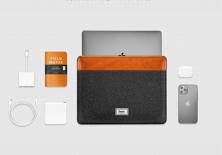 Túi chống sốc Tomtoc Felt and PU Leather cho Macbook Gray – Hàng chính hãng