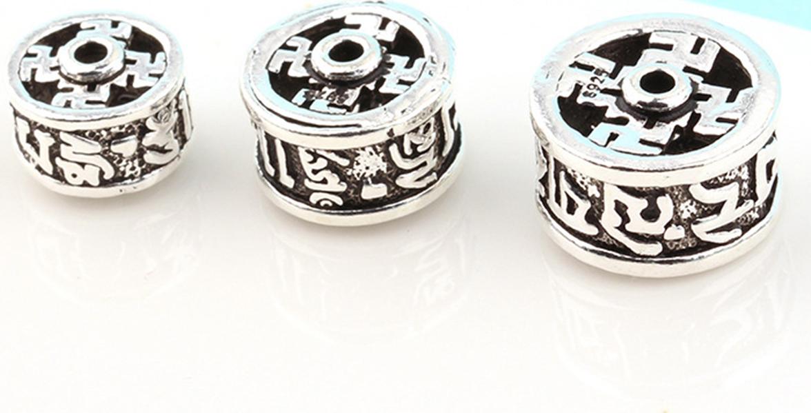 Charm bạc họa tiết lục tự hình trụ - Ngọc Quý Gemstones