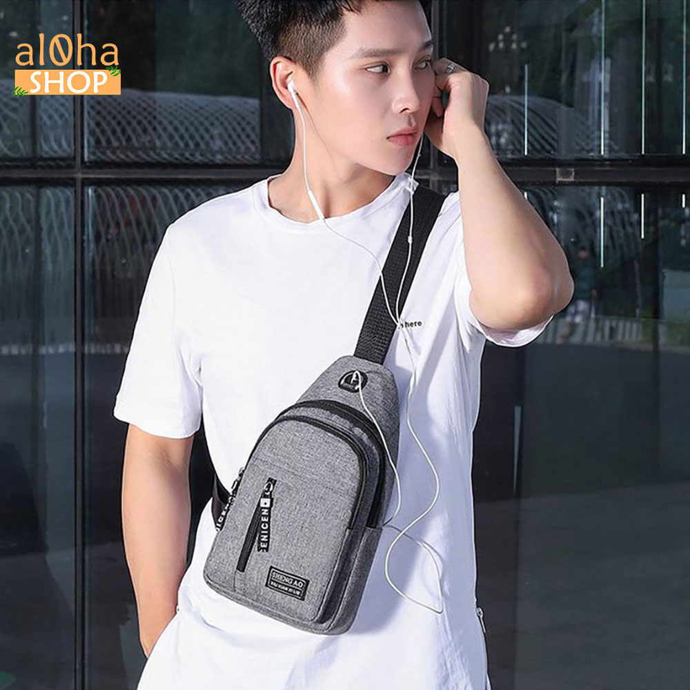 Túi đeo chéo vải Canvas Fashion unisex nam nữ - al0ha Shop