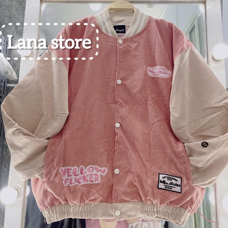 Áo Bomber Nhung Gân 2 Lớp - Lót Dù Bên Trong Form rộng Unisex Nam Nữ Couple, Áo Khoác Bomber Bóng Chày Nhung Gân logo thêu YELLOW FLICKER Form Rộng 2 Lớp Unisex Nam Nữ Phong Cách Hàn Quốc Ulzzang