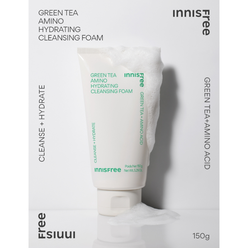 Hình ảnh Sữa rửa mặt dưỡng ẩm da innisfree Green Tea Amino Cleansing Foam 150g