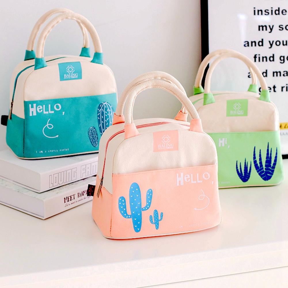 Thời Trang Mới Dễ Thương Canvas Túi Đựng Đồ Ăn Trưa Nhiệt Thực Phẩm Màng Nhôm Cách Nhiệt Túi Du Lịch Thường Ngày Mát Nhiệt Dã Ngoại Túi Dành Cho Trẻ Em