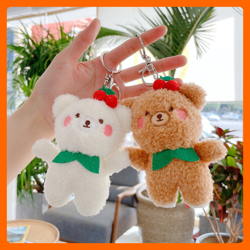 Móc khóa Gấu Thỏ bông Noel cute cài túi balo phong cách Giáng sinh ấm áp làm quà tặng ý nghĩa