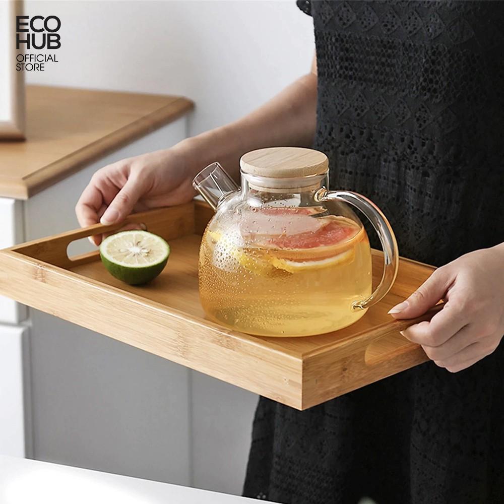 Khay gỗ Tre phục vụ chữ nhật có tay cầm, Nhiều Kích thước (Tre VN), Cứng cáp (Bamboo serving tray) | EH023