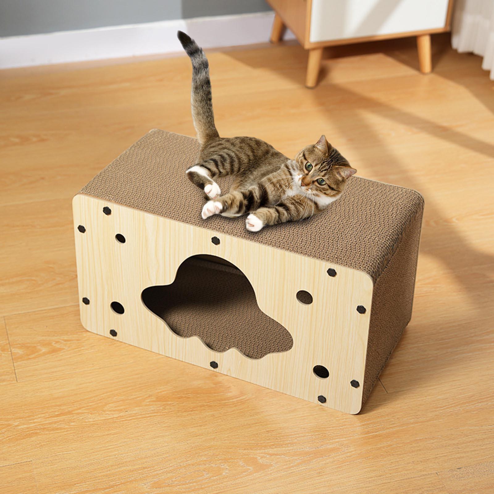 Cat Scratching Pad House Bed Corrugated Material Rectangle for Resting