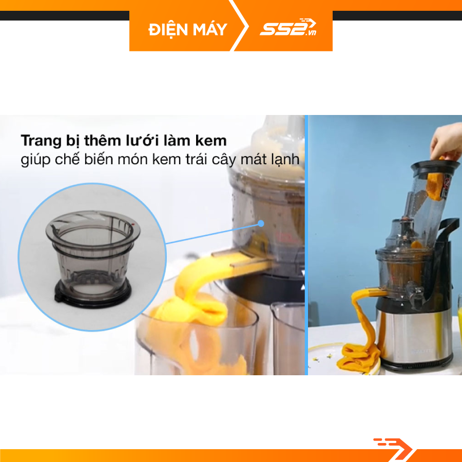 Máy ép chậm Kalite KL565 công suất 240W ép trái cây rau củ quả kiệt bã kèm lưới làm kem - Hàng chính hãng