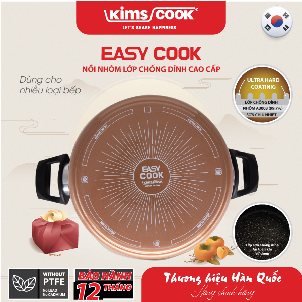 Nồi KIMS COOK Easy Cook 18cm hợp kim nhôm chống dính vân đá