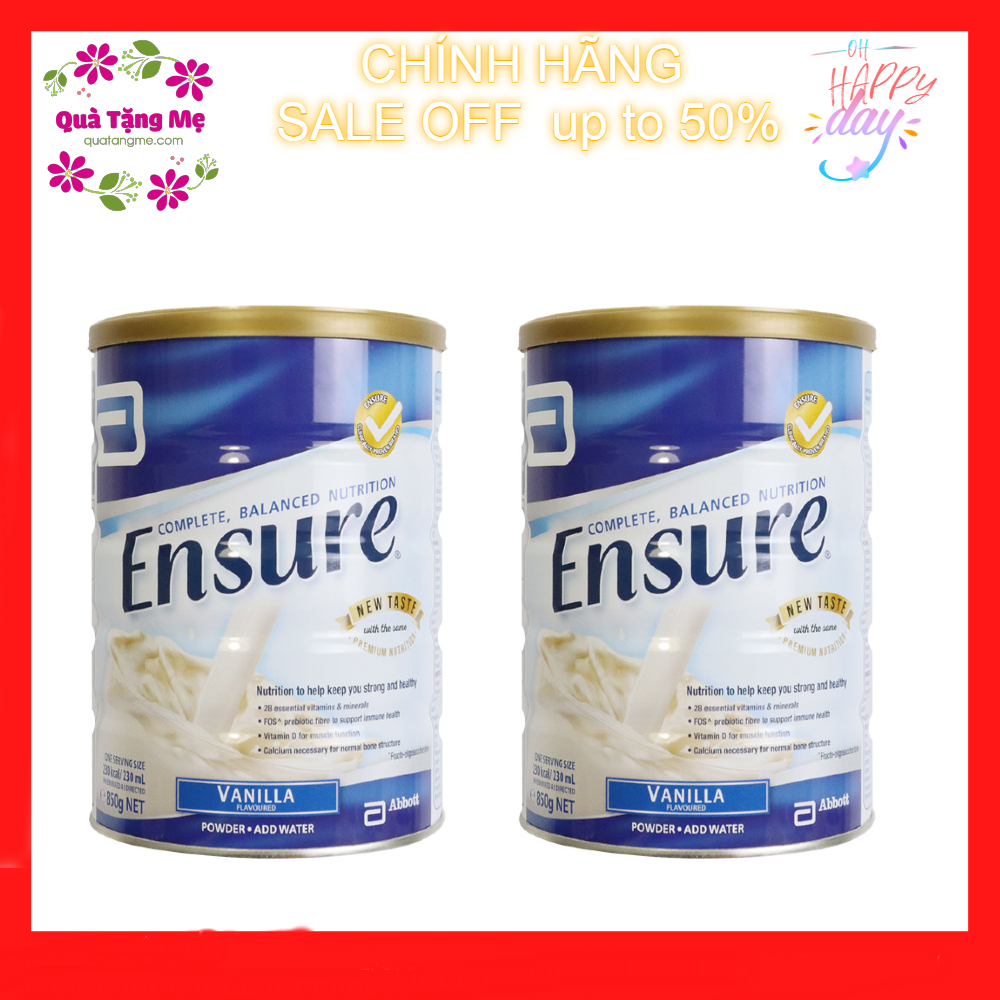 02 Hộp Sữa Bột Ensure Úc Vị Vani  850g