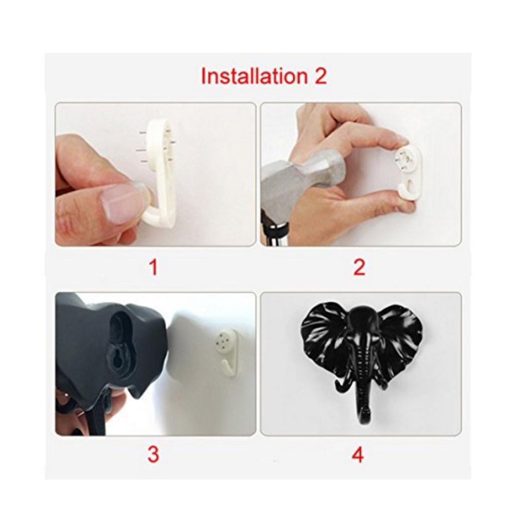 6Pcs Resin Animal Head Hook Key Hanger Rack Wall Mount Home Decor Gold