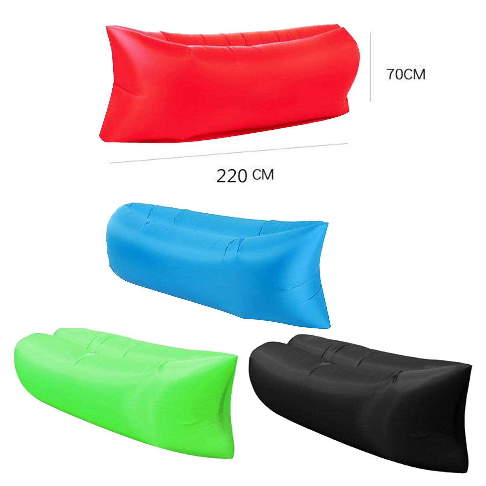 2xInflatable Sofa Air Bed Lounger Chair Sleeping Bag Mattress Couch Green