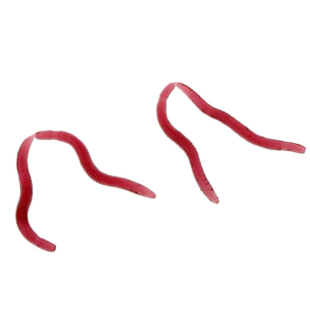 150pcs Artificial Worm Earthworm Maggot Soft Plastic Fishing Lure Bait Red