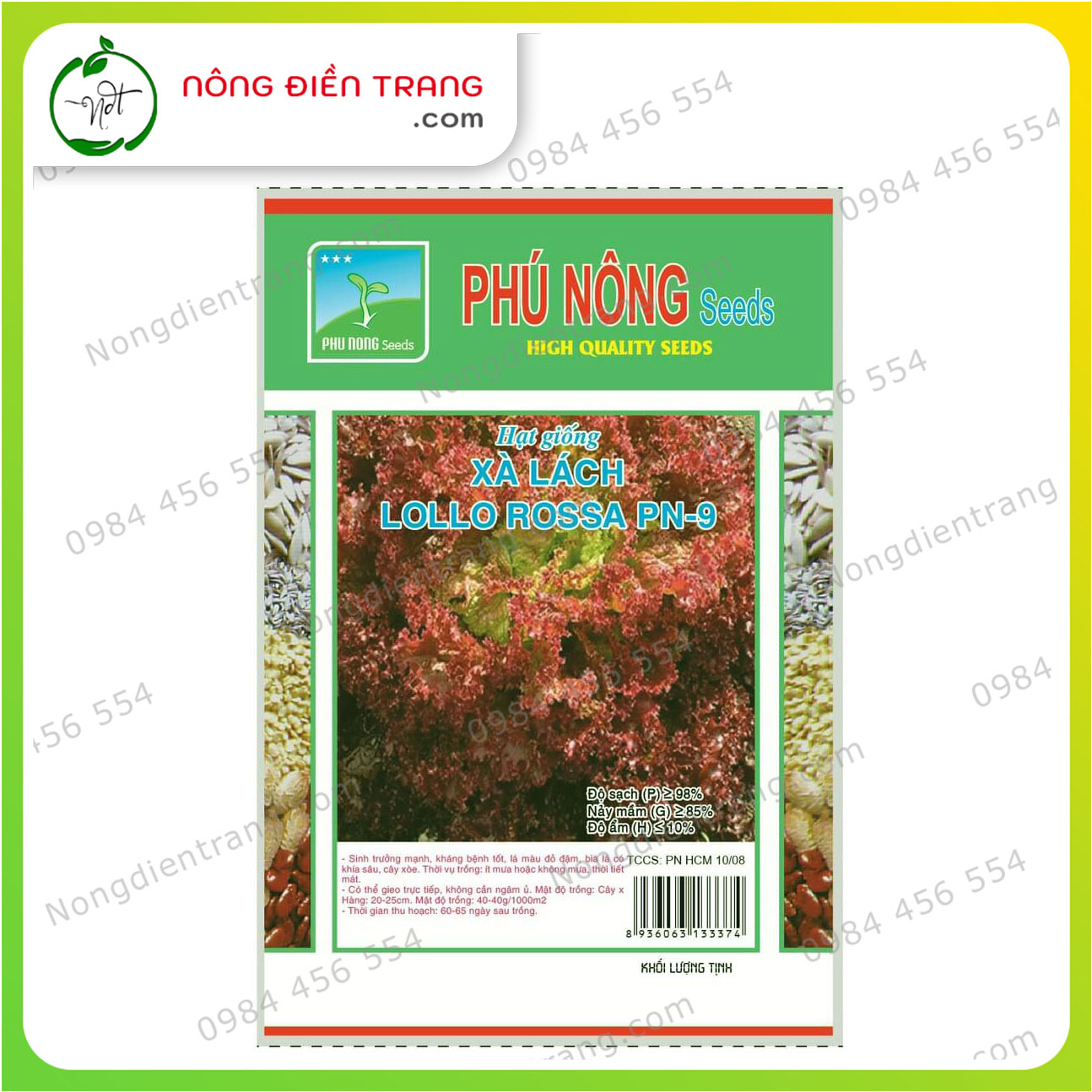 Hạt Giống Rau Xà Lách Đỏ Xoăn Lollo Rossa Chịu Nhiệt (Xà lách tím Lolo) - Gói 2g - Dễ trồng, sinh trưởng mạnh, kháng bệnh tốt VTNN Nông Điền Trang