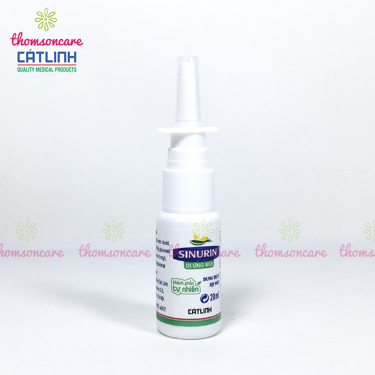 Xịt mũi Sinurin lọ 20ml - Giảm ngạt thông xoang, dị ứng thời tiết của dược Cát Linh từ muối biển ưu trương