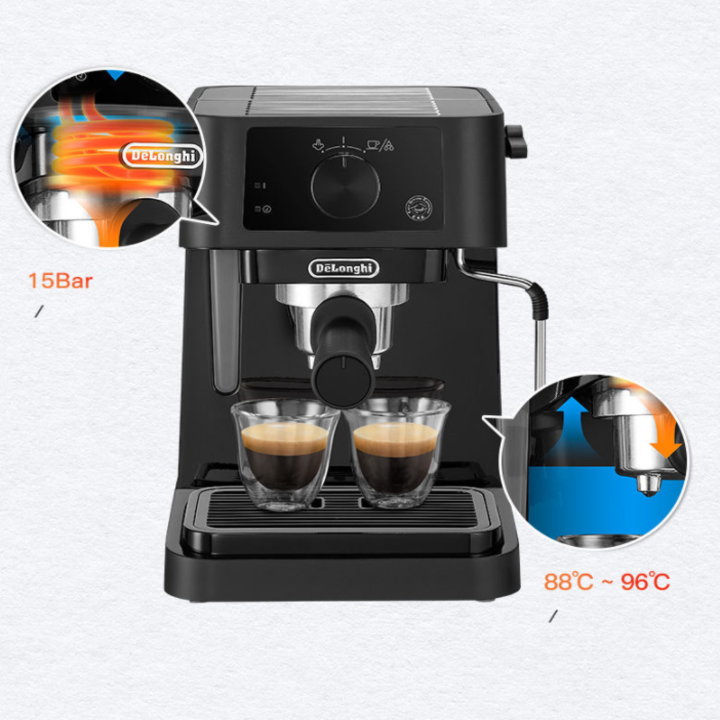Máy pha cà phê Espresso Delonghi EC235.BK công suất 1100W, áp suất 15 bar - Hàng Nhập Khẩu