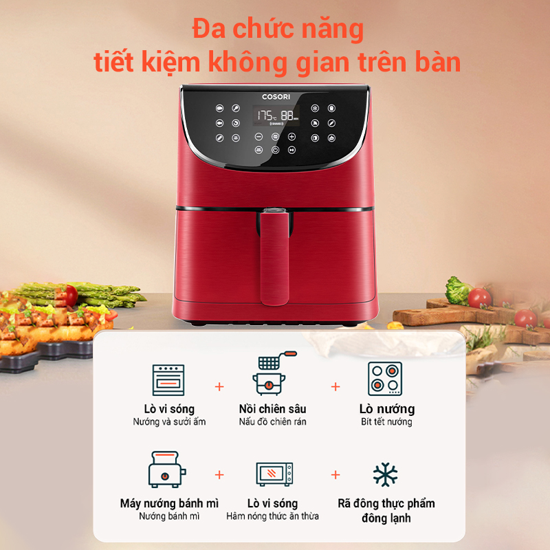 Nồi Chiên Không Dầu 5.5L COSORI CP158-AF Màu Đỏ - Hàng Chính Hãng