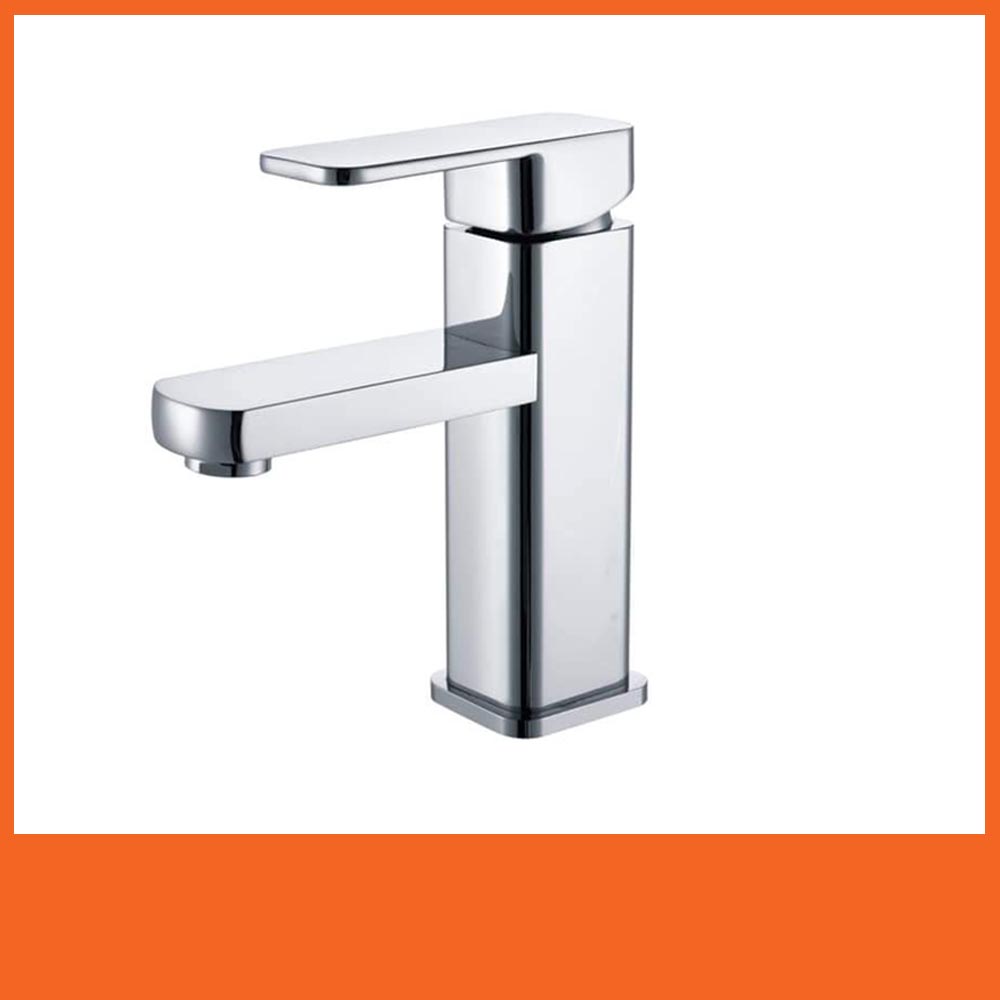 Vòi Lavabo Vuông Nóng Lạnh Đồng Thau Cao Cấp Mạ Chrome Sáng Bóng Mã L831 + Dây cấp + Xifon + Chân đồng