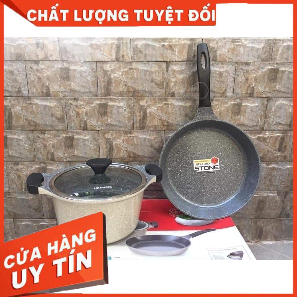 Bộ nồi chảo đá lock and lock (chảo 28cm, nồi 24cm) chính hãng giá sốc bao toàn thị trường