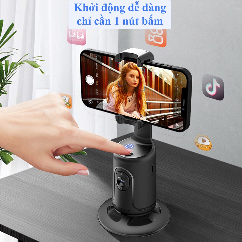 Gimbal AI kiêm giá đỡ điện thoại cảm biến thông minh quay phim chụp hình xoay 360 độ nhận diện khuôn mặt - Auto Smart Following cameraman