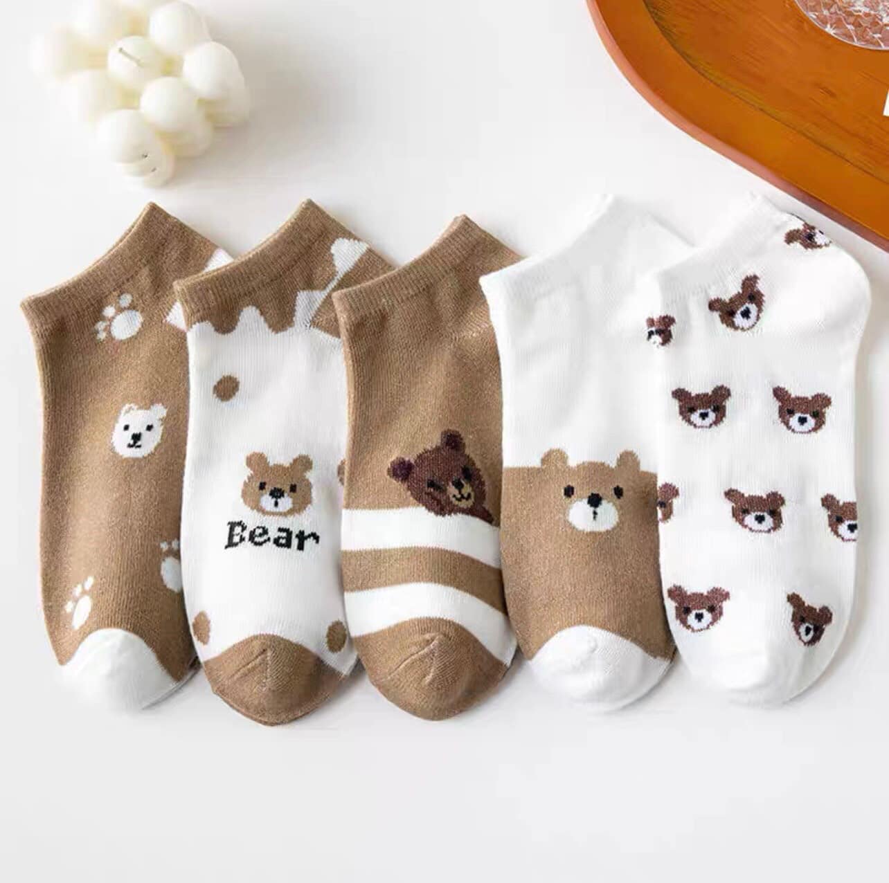 Set 5 đôi tất gấu thời trang phong cách Hàn Quốc