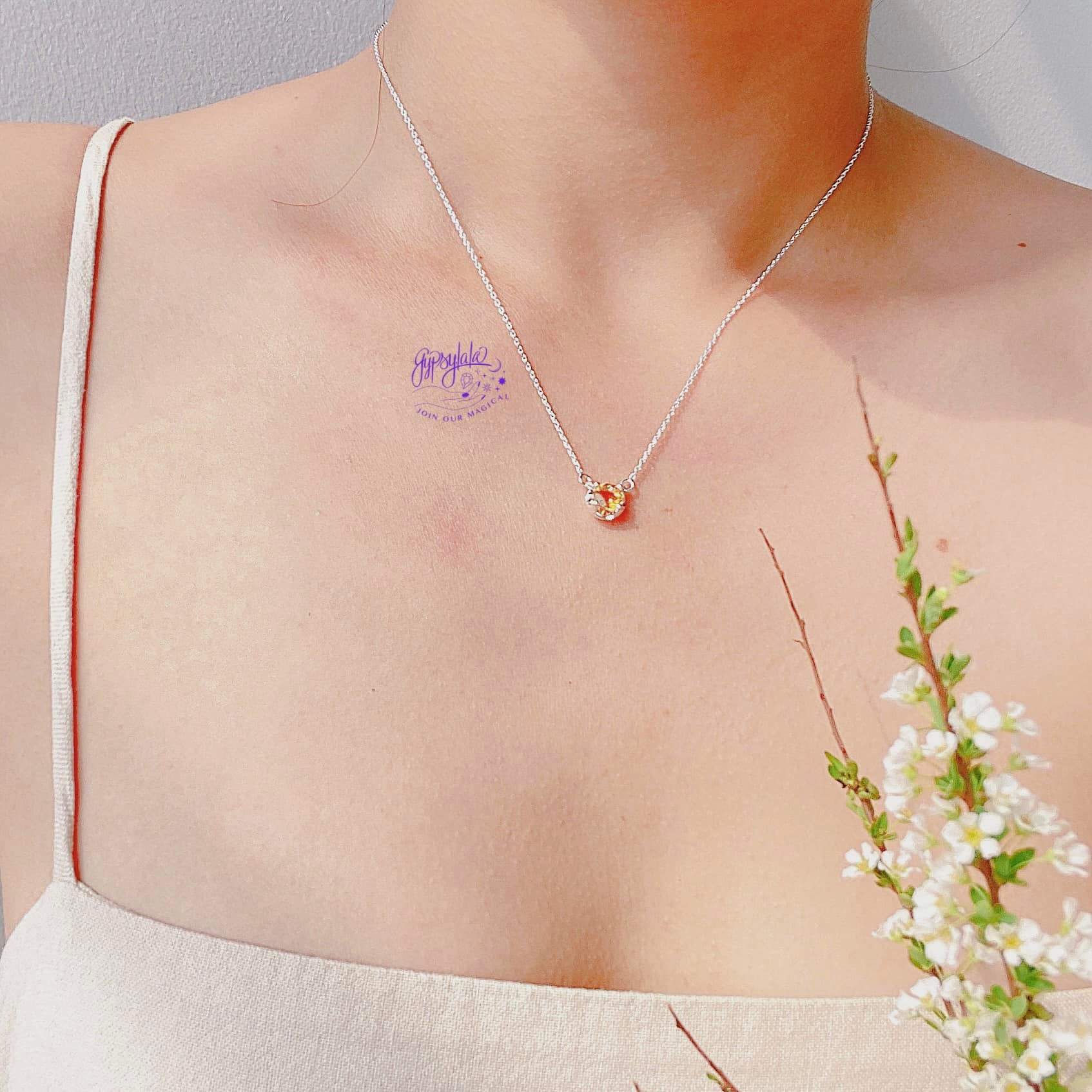 Dây chuyền Lu Thống đá Đào hoa SP002669 Gypsy.lala