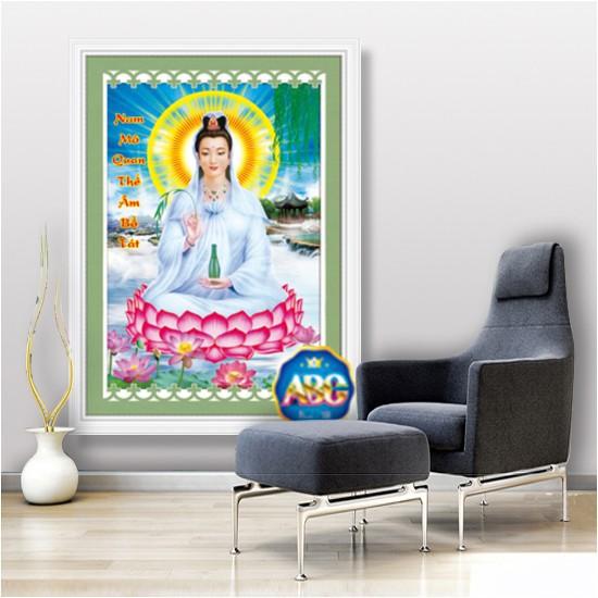 Tranh Đính Đá QUAN ÂM BỒ TÁT . Kích Thước: 75cm x 55cm