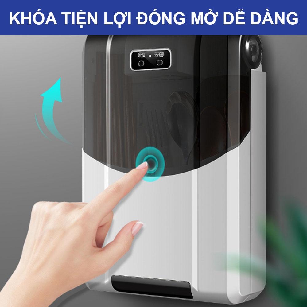 Máy khử khuẩn sấy khô đũa thìa bằng tia UV cao cấp, Máy sấy đũa thìa treo tường đa năng tiện lợi tránh ẩm mốc