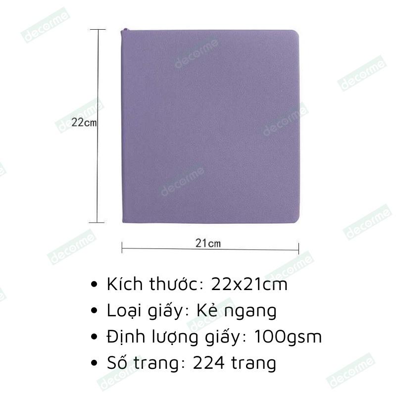 Sổ Tay Vuông Sổ Tay Bullet Journal Ruột Kẻ Ngang Bìa Da Cao Cấp Nhiều Màu Mẫu Decorme